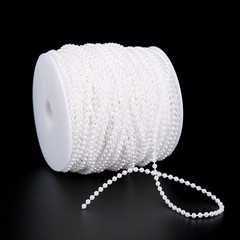 White Pearl Garland Strand,2.5mm Crystal Beads Faux Bead Spool Rope for Wedding