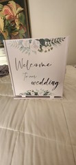 Wooden Lanterns & Welcome Sign Set Brown White Floral Wedding Decorations
