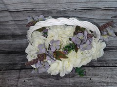 Wedding Table Centerpieces, Floral Reception Centerpieces, Purple, Ivory, Roses