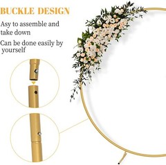 6.6FT Round Backdrop Stand Golden Circle Balloon Arch Wedding Ring Arch Stand