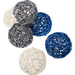 Yaomiao 6 Pieces Wicker Rattan Balls – Decorative Orbs Vase Fillers