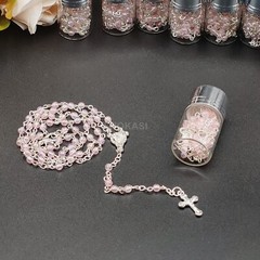 US 12 Lady Guadalupe Rosary Silver Cap Glass Jar Baby Shower Baptism Party Favor