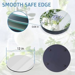 12″ Round Mirror Centerpieces for Tables, Circle Mirror Plates with Smooth Ed…
