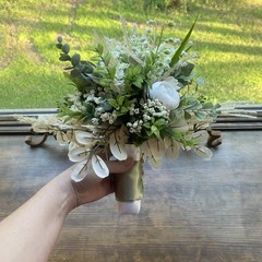 Beautiful Bridal Wedding Bouquet Lovely Budget Friendly Faux Florals White Green