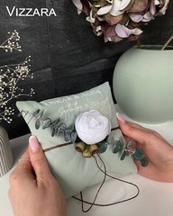 Ring pillow Dried eucalyptus, Personalized,Ring bearer pillow Sage green wedding