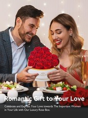 Eterfield 16 Forever Flowers in Heart Shape Box, Preserved 16 Roses, Red