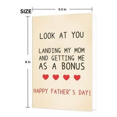 Funny Step Dad Fathers Day Card, Humor Bonus Father’s Day Card Gifts for Dad …
