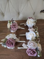 Ling’s Moment wedding bouquet set 5 ivory artificial flowers bridesmaid bridal