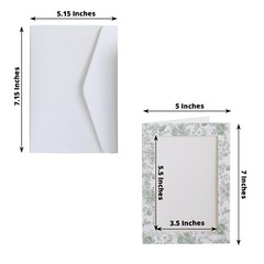 25 SAGE GREEN WHITE 7″ Paper Photo PICTURE FRAMES Cards Envelopes Favors Party