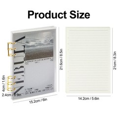 MultiBey A5 Binder 6-Ring Clear Stripe Acrylic Notebook Cover, Gold Metal Rou…