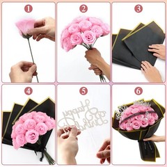 MEIVINES Glitter Roses Bouquet,Birthday Gifts for Women Mom,DIY Fake Pink