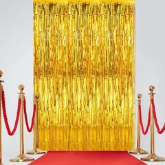 Red Carpet Runner Aisle 2.6×30 Feet with Tinsel Tassel Curtains Party