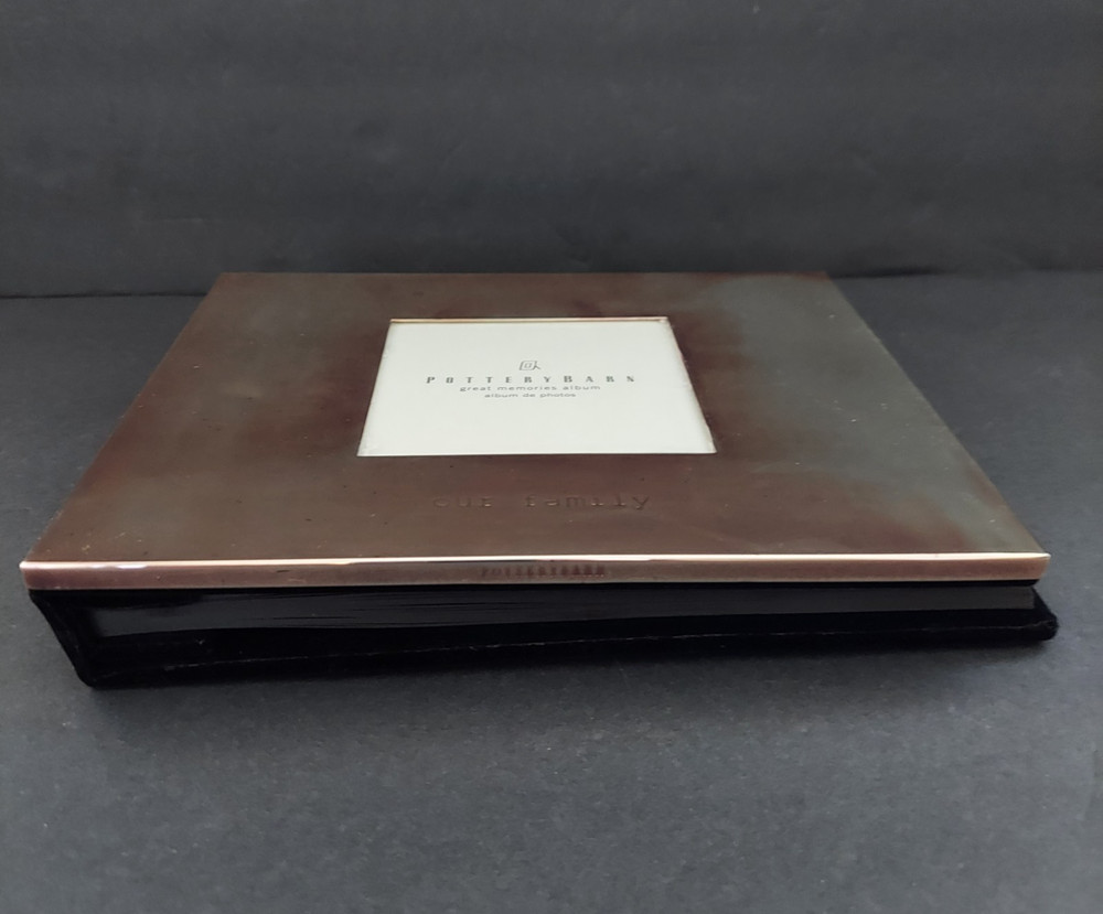 Pottery Barn «Our Family» Silver Plated Photo Album – Unused – 30 Pages – 4 x 4