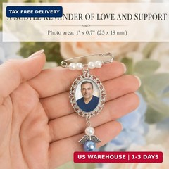 Wedding Bouquet Photo Charms, Something Blue Gift For Bride, Memorial Pin For We