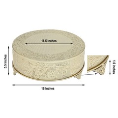GOLD 18″ wide Round Floral Embossed Cake Stand Cupcake Display Wedding Party