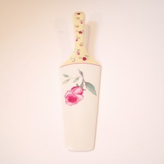 Cake Server Porcelain Pink Rose Shabby Chic Cottage Core Decor Royal Limited VTG