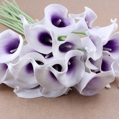 Calla Lily Bridal Wedding Bouquet 20pcs Purple Latex Real Touch – Decor