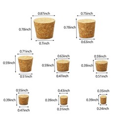 120 Pcs 8 Sizes Tapered Cork Stoppers Wooden Wine Bottle Stopper Natural Wood