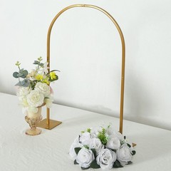 35″ Gold Metal Floral Chiara Arch Table Centerpiece with Rounded Top Wedding