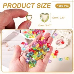 1000Pcs Acrylic Heart Gems Heart Shaped Bauble Vase Filler Ornament Dark Yellow