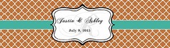 100 Copper & Teal Monogram Wedding Water Bottle Labels Engagement Bridal 8″x2″