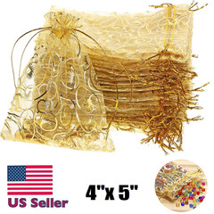 200× Organza Bag Tulle Drawstring Packaging Display Jewelry Pouches Wedding Gift