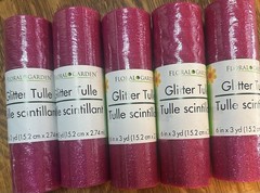 Floral Garden Glitter Tulle 6in x 3yd Blue Pink White Gold Wedding Drapery