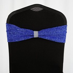 10 Royal Blue Glittered Spandex CHAIR SASHES Wedding Party Reception Decorations