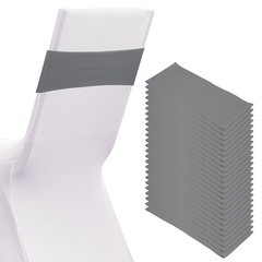 25 Pcs Spandex Chair Sashes Bows with Slider Buckle, Dark Gray