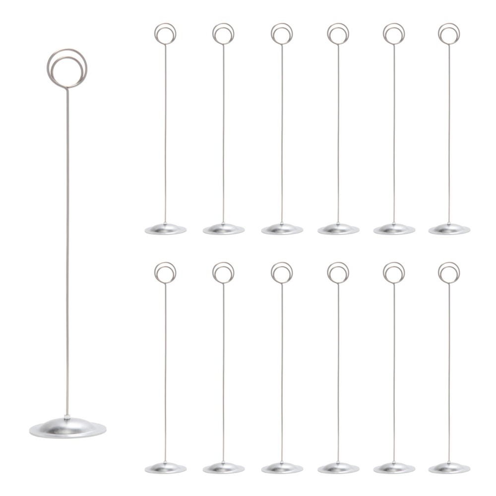 12 Pack of Silver Table Number & Place Card Holders for Weddings, and Event