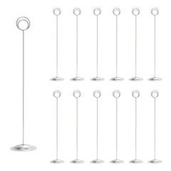 12 Pack of Silver Table Number & Place Card Holders for Weddings, and Event