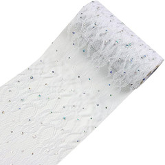 Lace Sequin Glitter Tulle Rolls 6 Inch X 10 Yards (30 Feet) White for Table Runn