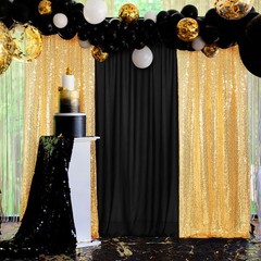 VitalCozy 4 Panels Backdrop Curtains 2 Pcs 4 x 10 ft Sequin Glitter 2 Pcs 7 x…