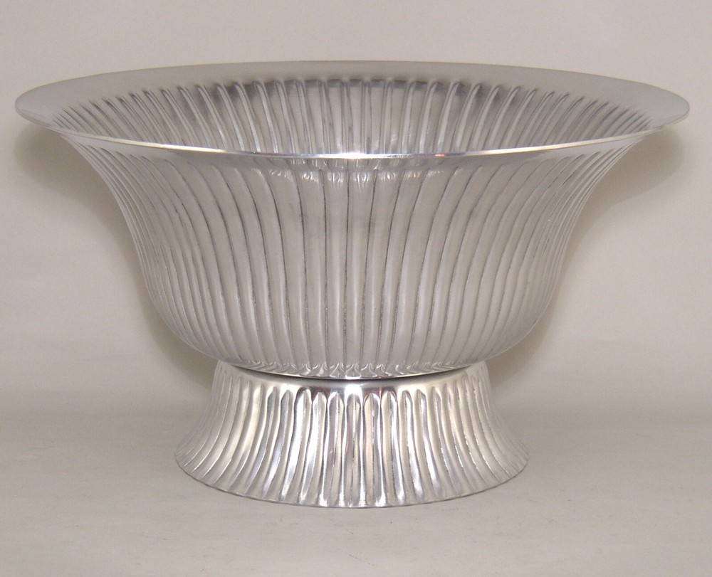 Compote Bowl Vase Polished Aluminum Revere Fluted 12″Dia 7″High