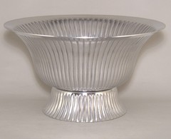 Compote Bowl Vase Polished Aluminum Revere Fluted 12″Dia 7″High