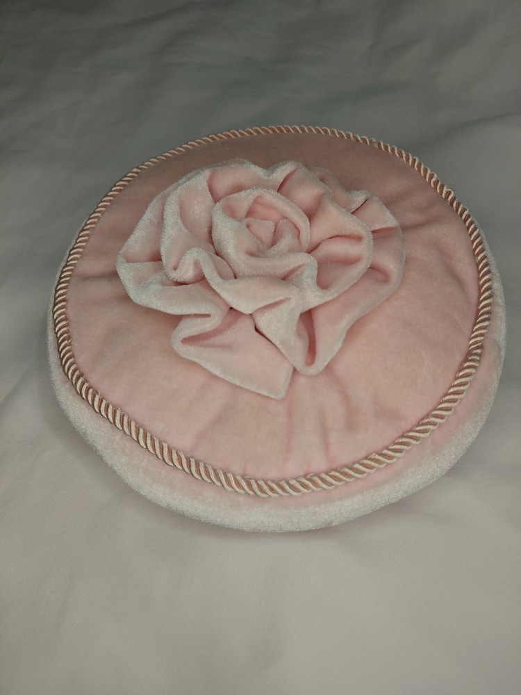 Nordstrom- Round Pink Flower Cushion/Ring Bearer Pillow. Shabby Chic. Soft!