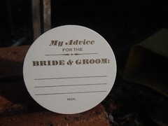 My Advice for the Bride & Groom WEDDING COASTERS, LETTERPRESS X 100 Round