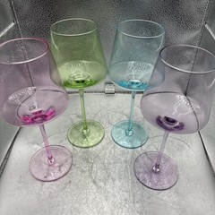 Physkoa Colored Wine Glasses Set 4 16OZ Colorful Wine Glass With Tall Long St…