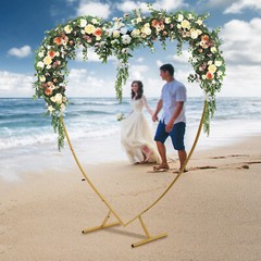 Large Heart Archway Wedding Backdrop Stand Gold Arch Frame Flower Balloon Decor