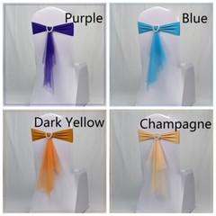 10X Chair Cover Band Bow Sashes Rhinestone Buckle Slider Banquet Wedding Party
