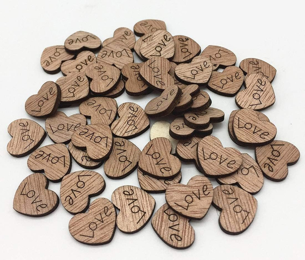 400 Pcs Rustic Wooden Love Heart Table Scatter for Wedding Decorations, Perfect