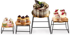 4-Piece Wooden Buffet Risers for Dessert and Food Displays