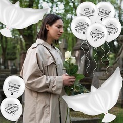 Piriuuo White Dove Memorial Balloons Set – 20 & 3 12 Inches,