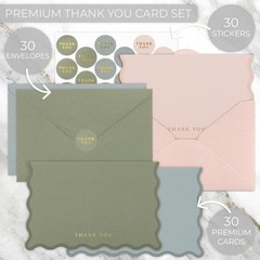 Beautiful Thank You Cards Set of 30 With Envelopes and Stickers – Elegant Bla…