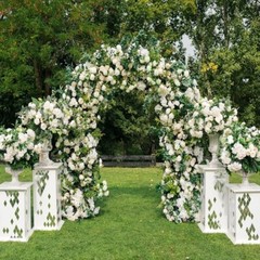 7.8Ft Arch Metal Garden Wedding Arch Garden Arbor Trellis For Climbing Plants