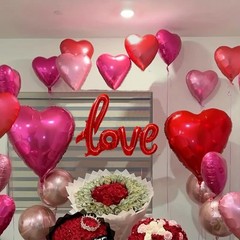 18 Pcs Heart Shape Balloons Red Pink Hot Pink Valentines Day Balloons Love