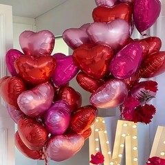 18 Pcs Heart Shape Balloons Red Pink Hot Pink Valentines Day Balloons Love