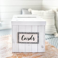 White Rustic Wood Gift/Wedding Card Box, Money Box, Farmhouse Decorations For…