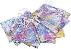 100Pcs Drawstring Organza Bag 3.54X4.7 Inches White Coralline Pattern Jewelry Ca