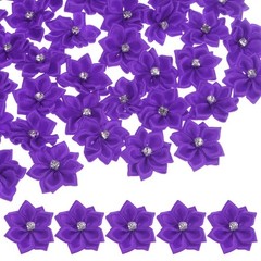 150-pack Satin Ribbon Flowers, 1.2 Inch Fabric Flowers for Crafts [Purple]